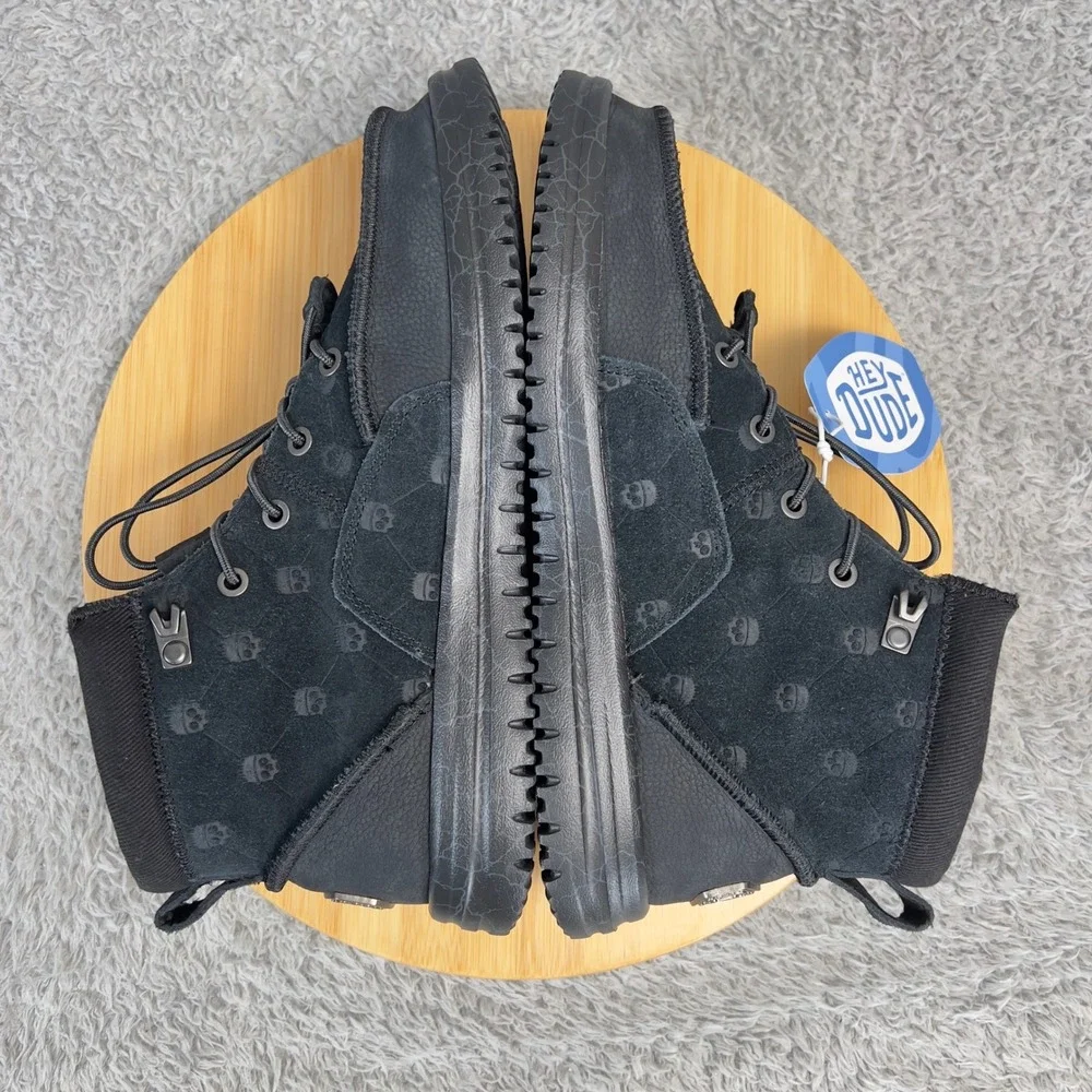 Hey Dude Jelly Roll Bradley Suede High Top Boots Men 9 Black Skull 45334-0PH NWT